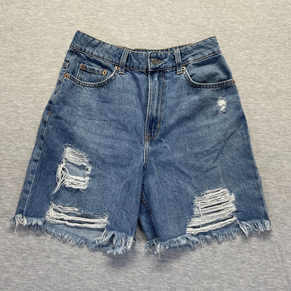 H&M Divided Cut Off Shorts Womens 6 Blue Denim Cotton Frayed Hem Distressed